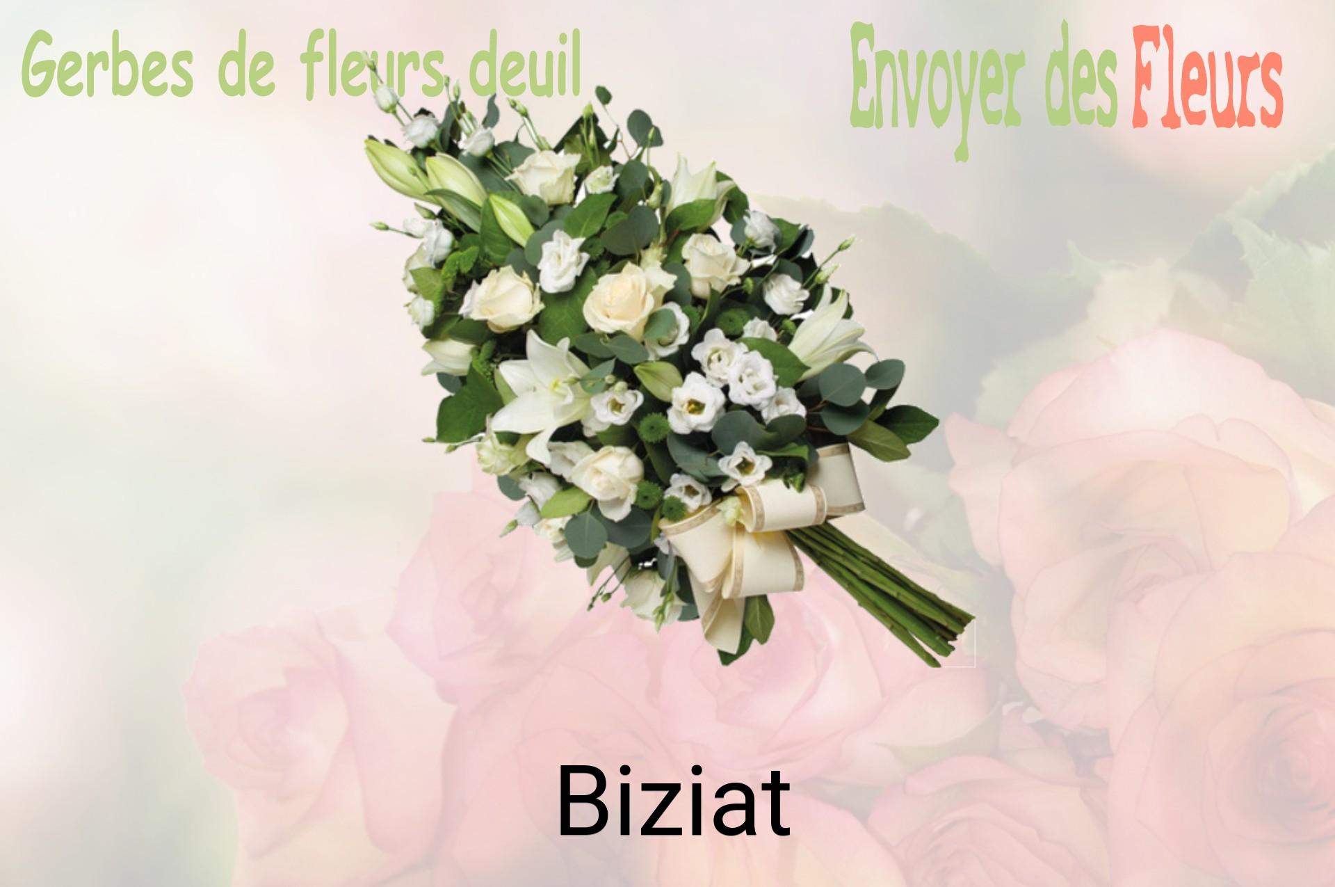 Gerbe de fleurs de deuil livrée à Biziat
